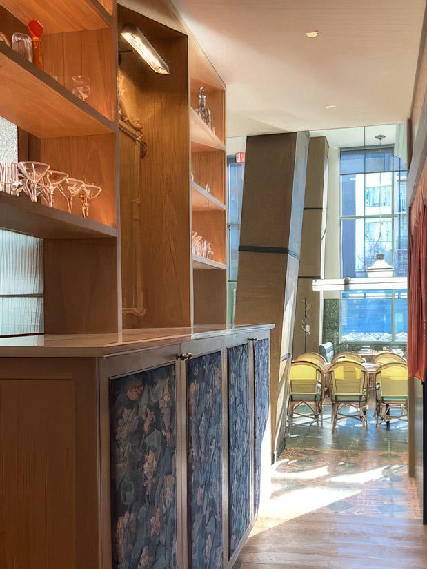 Built-in shelving and millwork -- serving station detail