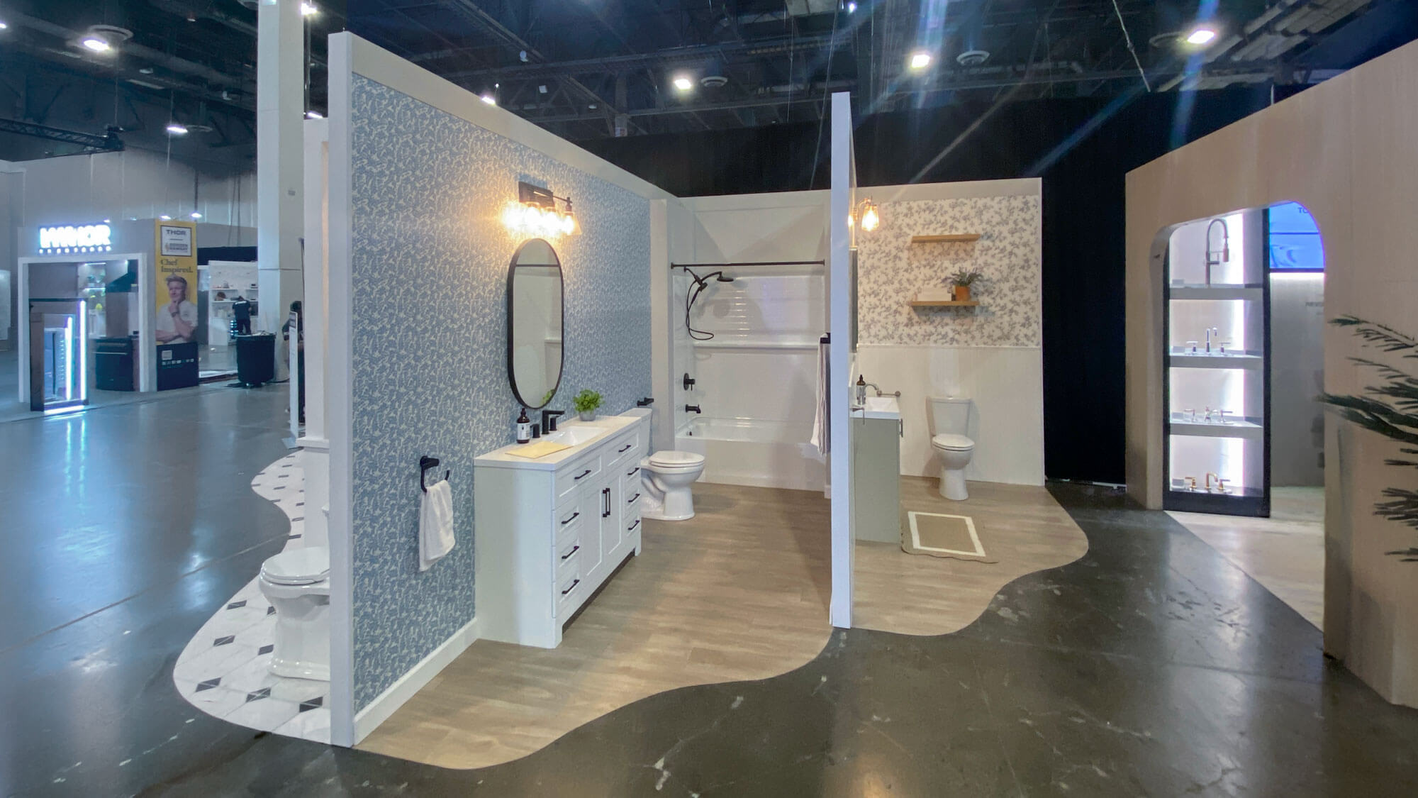 Multiple bathroom vignettes